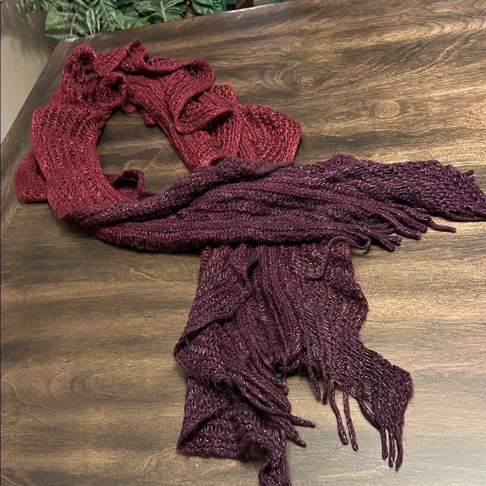 Elegant Burgundy & Purple Knit Scarf